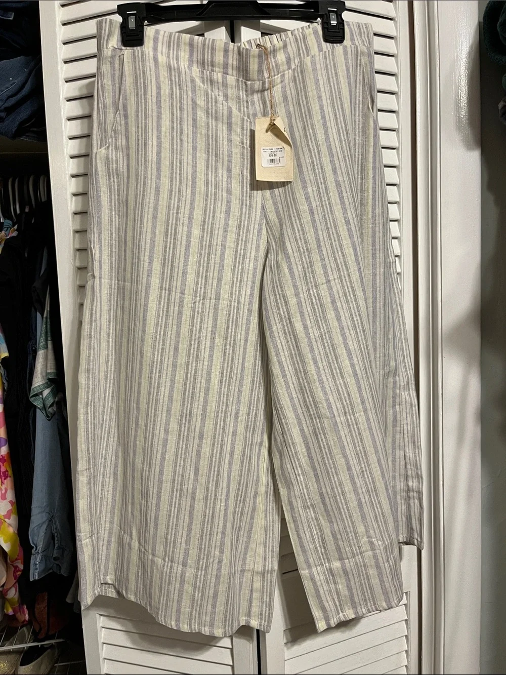 easel Striped Wide-Leg  crop Chinos